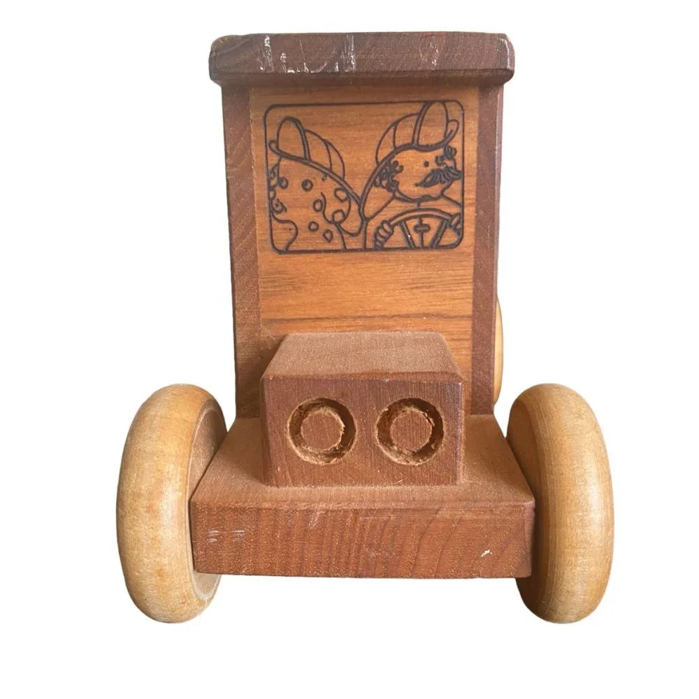 Toystalgia vintage 1979 wooden firetruck bank toy collectible display